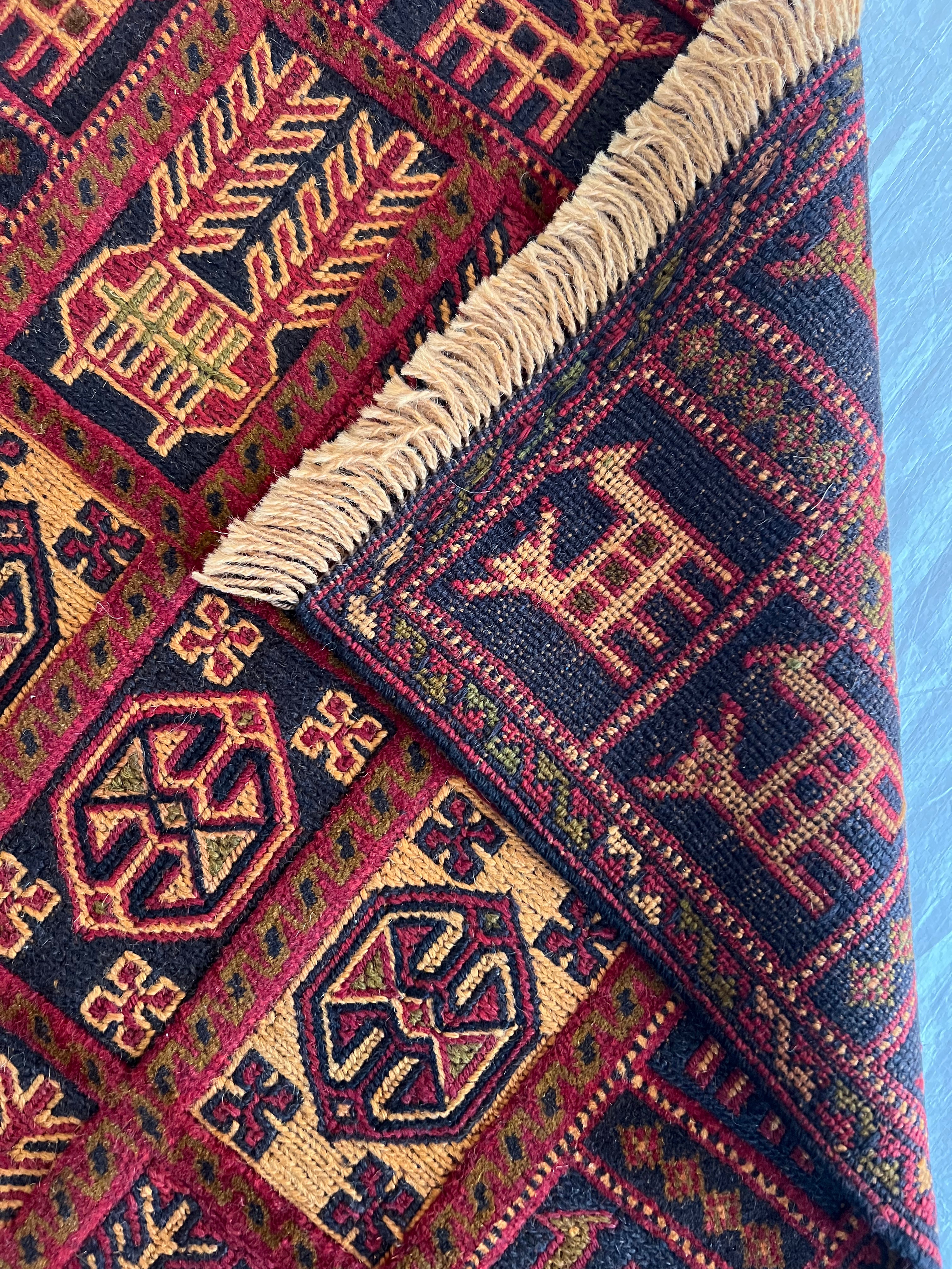 Oriental Runner 2x10 | Rust, Red & Gold | Hand-Knotted Wool