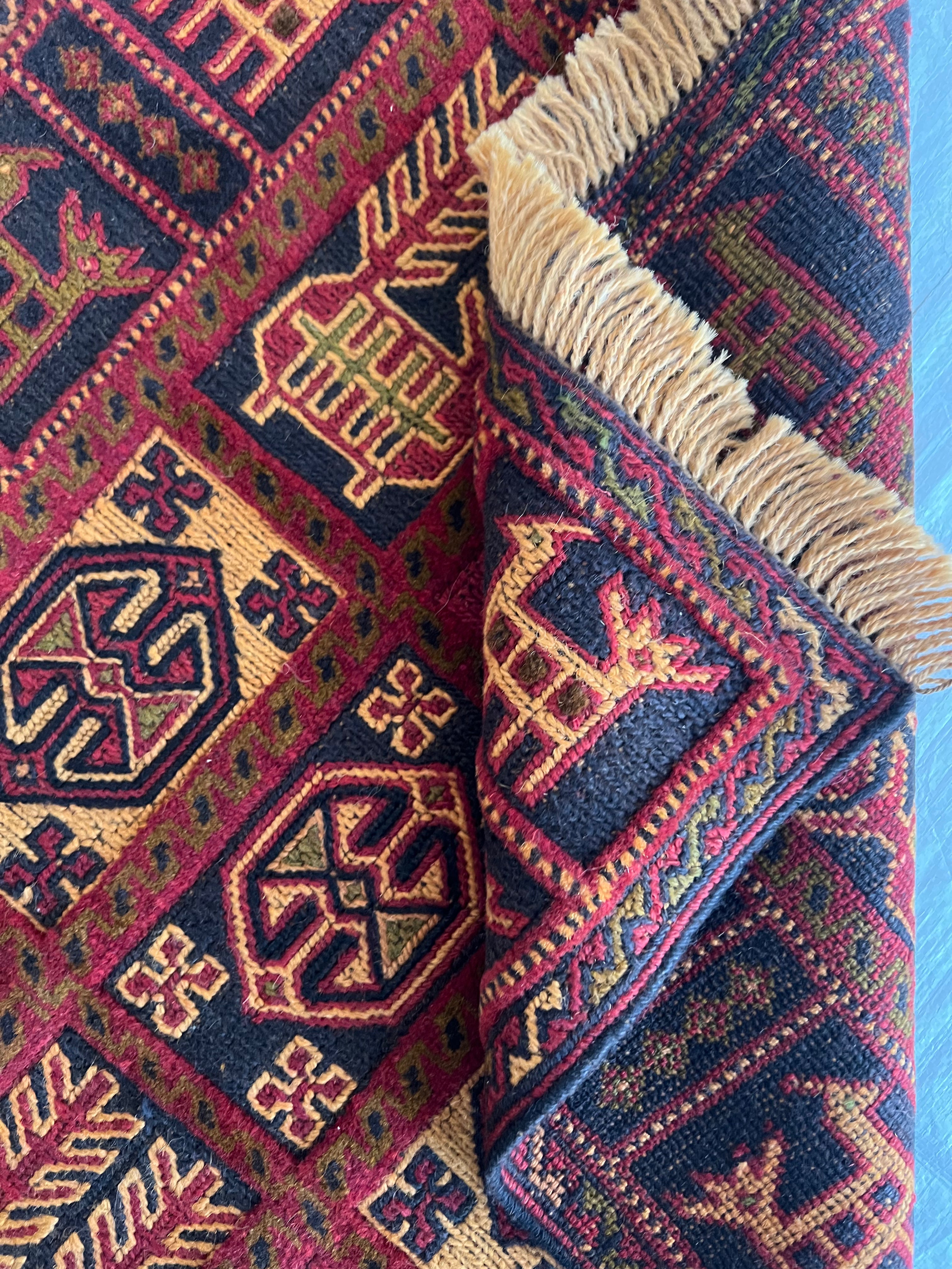 Oriental Runner 2x10 | Rust, Red & Gold | Hand-Knotted Wool