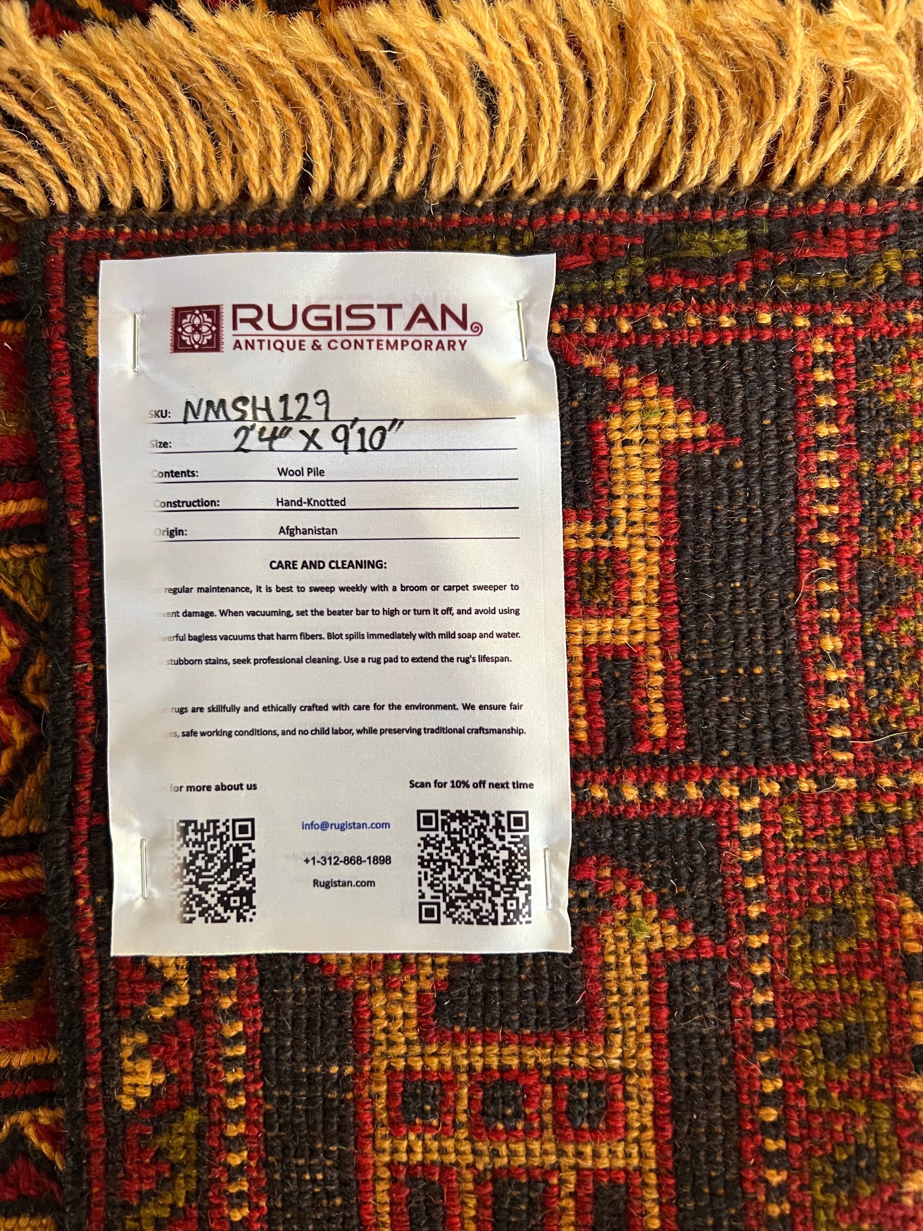 Oriental Runner 2x10 | Rust, Red & Gold | Hand-Knotted Wool