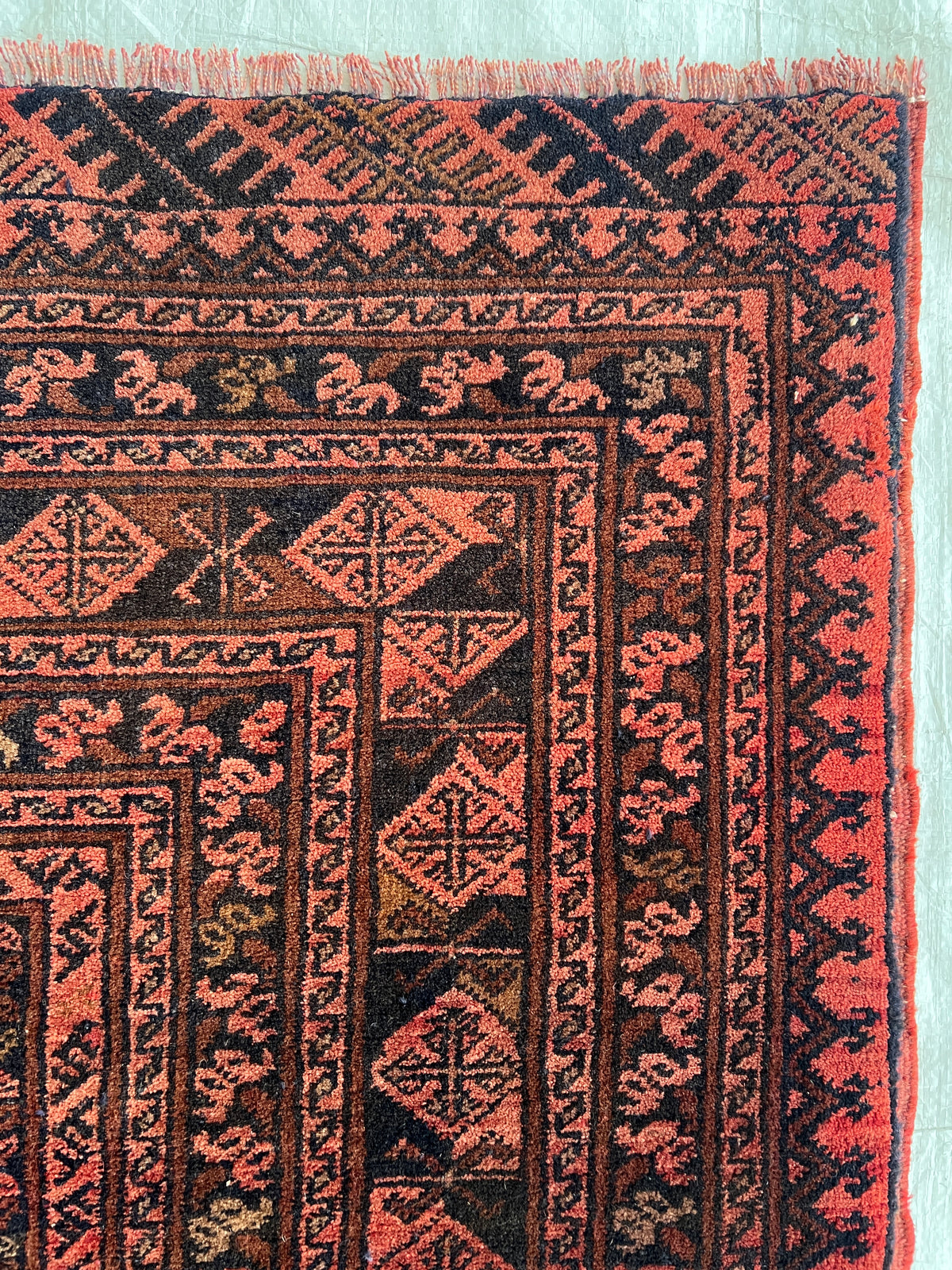 Oriental Rug 7x8 | Red, Burgundy & Black | Hand-Knotted Wool