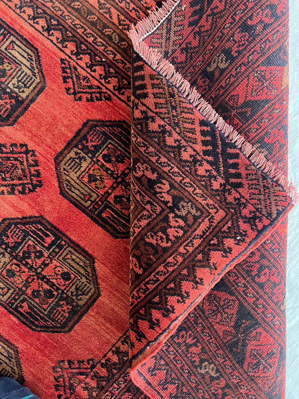 Oriental Rug 7x8 | Red, Burgundy & Black | Hand-Knotted Wool