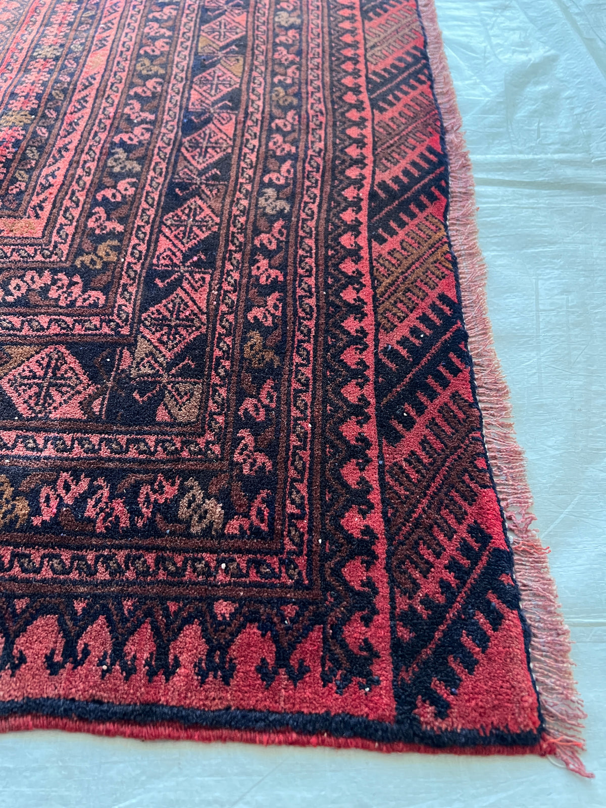 Oriental Rug 7x8 | Red, Burgundy & Black | Hand-Knotted Wool