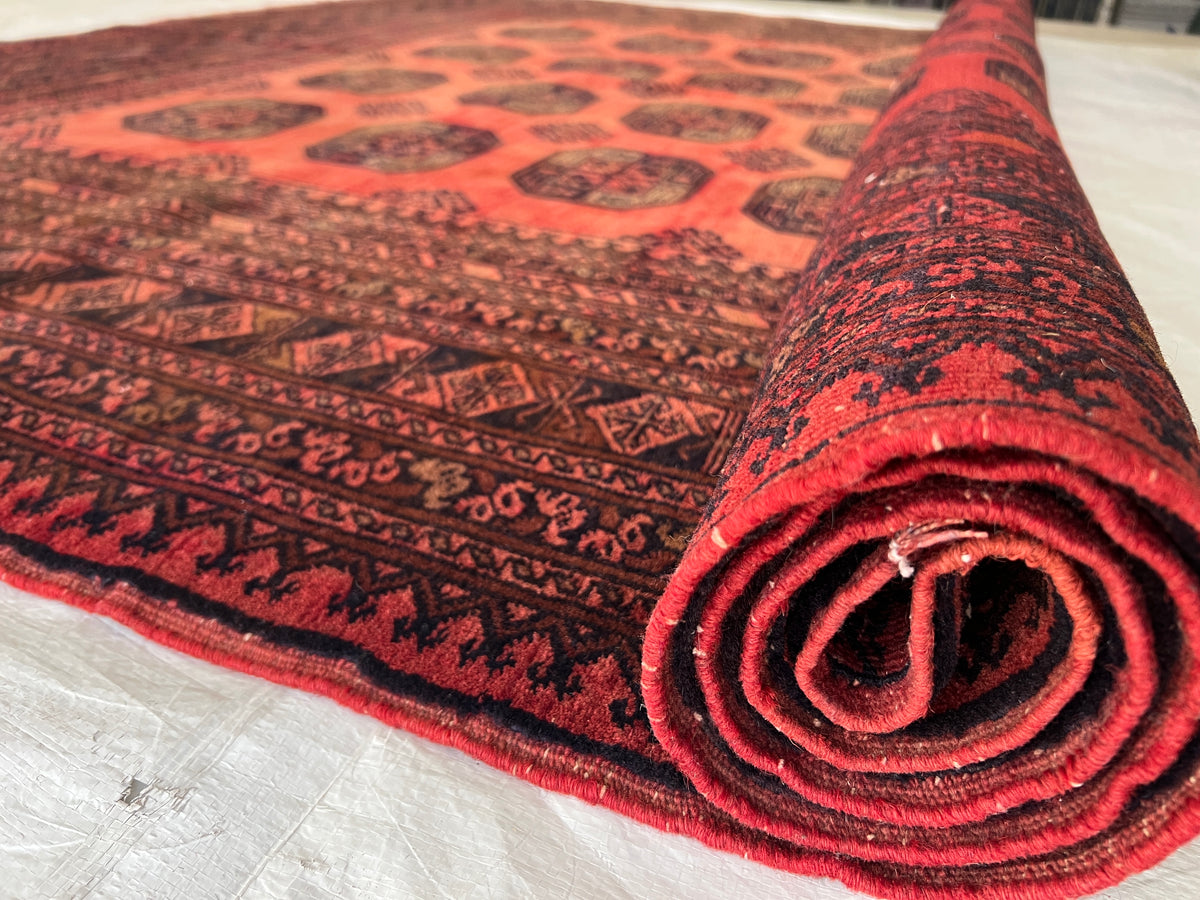 Oriental Rug 7x8 | Red, Burgundy & Black | Hand-Knotted Wool