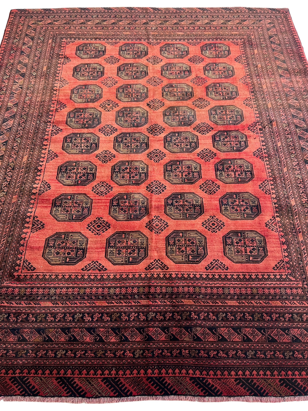 Oriental Rug 7x8 | Red, Burgundy & Black | Hand-Knotted Wool