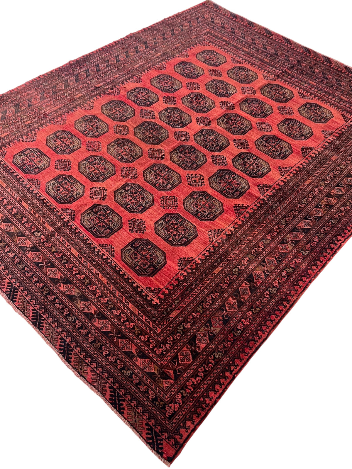 Oriental Rug 7x8 | Red, Burgundy & Black | Hand-Knotted Wool