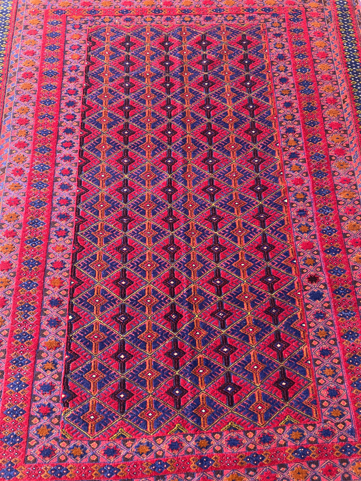 Oriental Rug 5x6 | Red, Navy & Purple | Hand-Knotted Wool