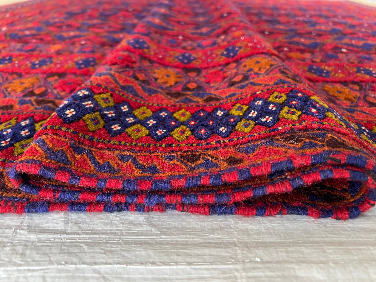 Oriental Rug 5x6 | Red, Navy & Purple | Hand-Knotted Wool