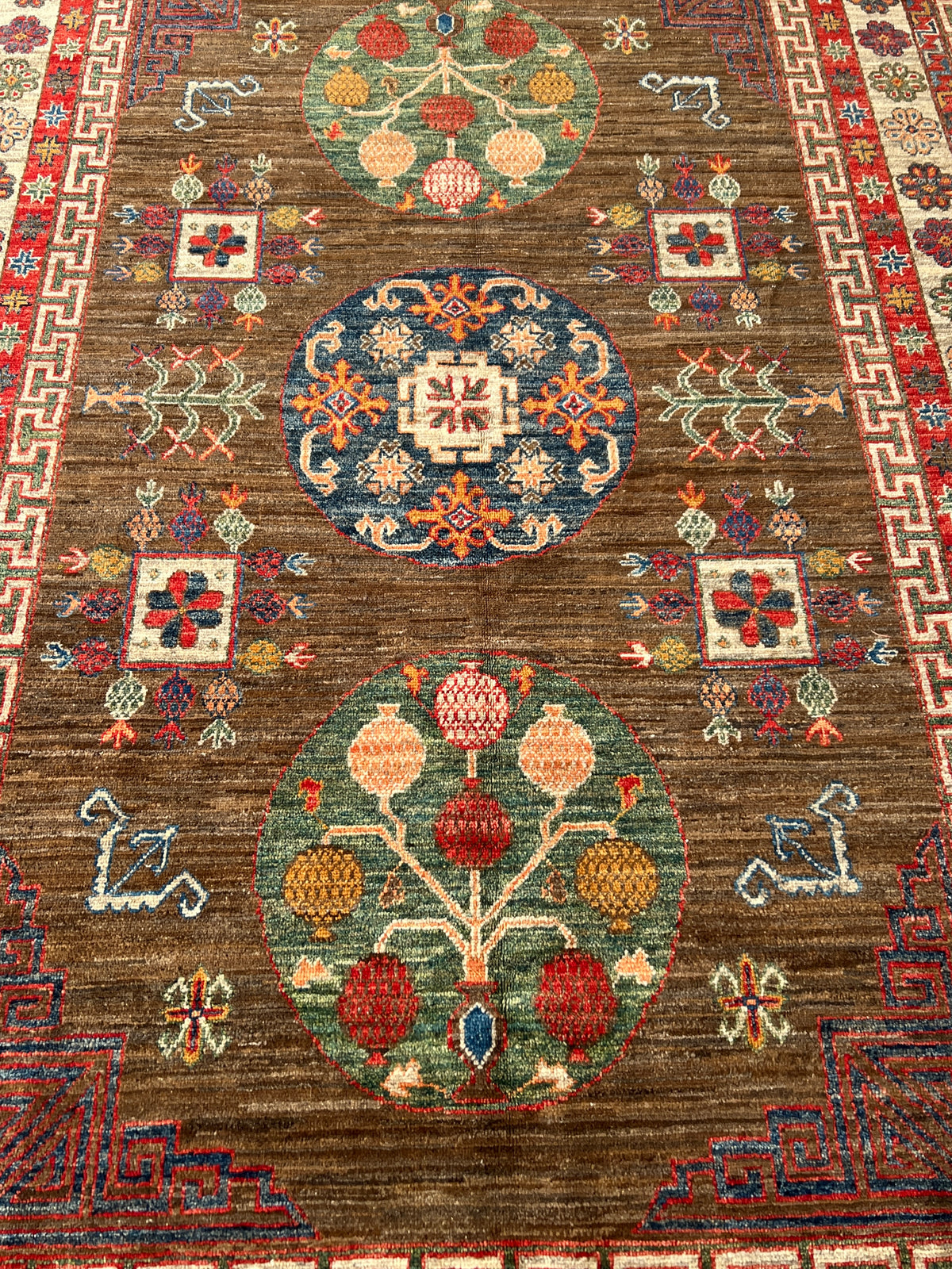 Afghan Rug 6x10, Brown, Rust & Ivory, Hand-Knotted Wool, view 5