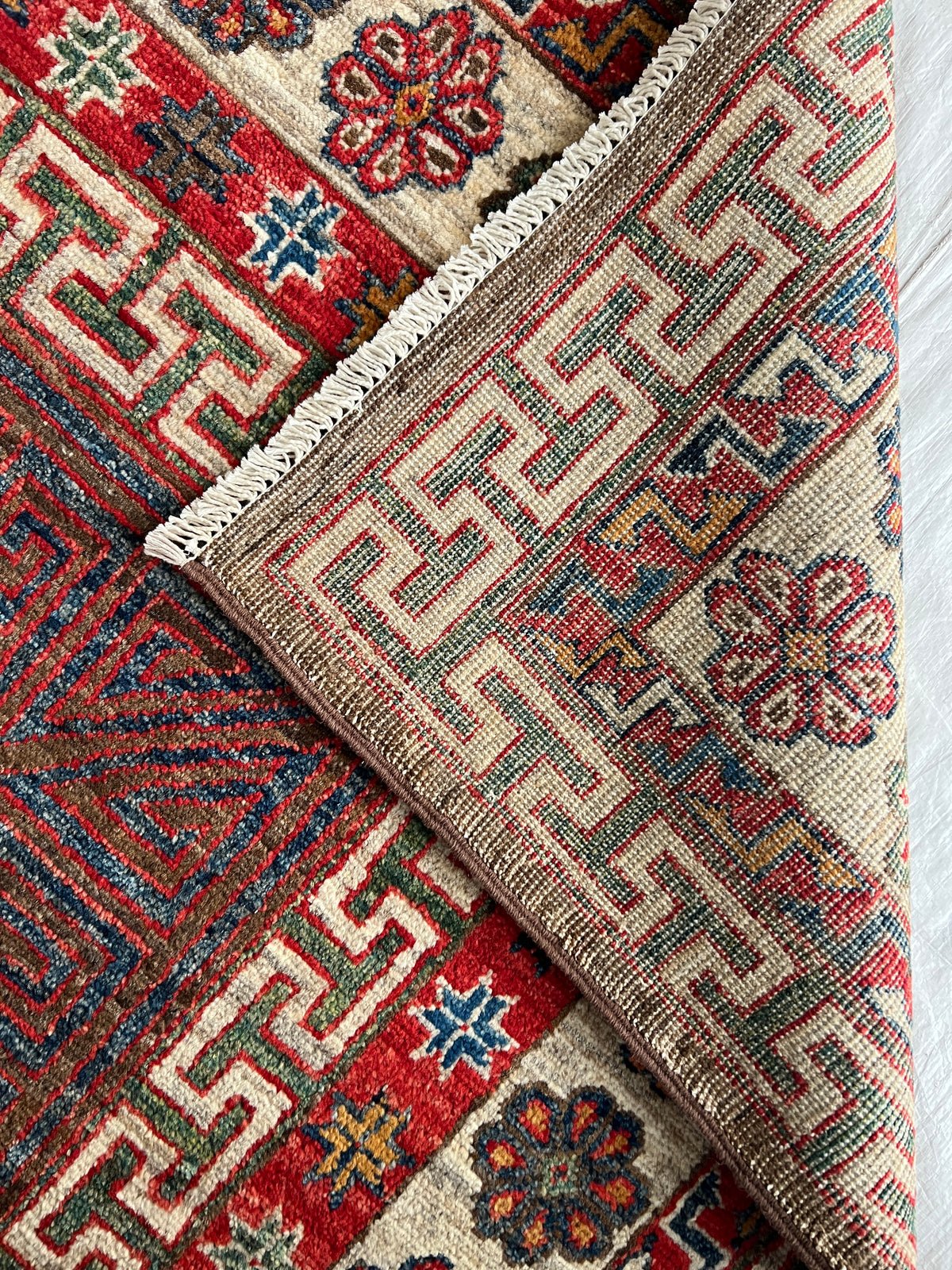 Afghan Rug 6x10, Brown, Rust & Ivory, Hand-Knotted Wool, view 7