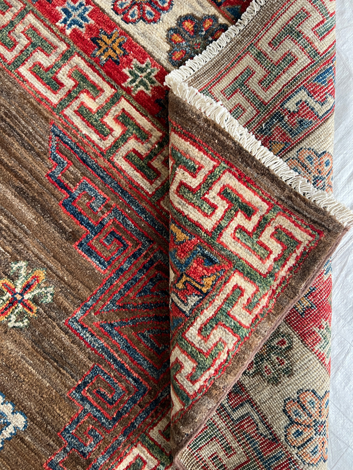 Afghan Rug 6x10, Brown, Rust & Ivory, Hand-Knotted Wool, view 8
