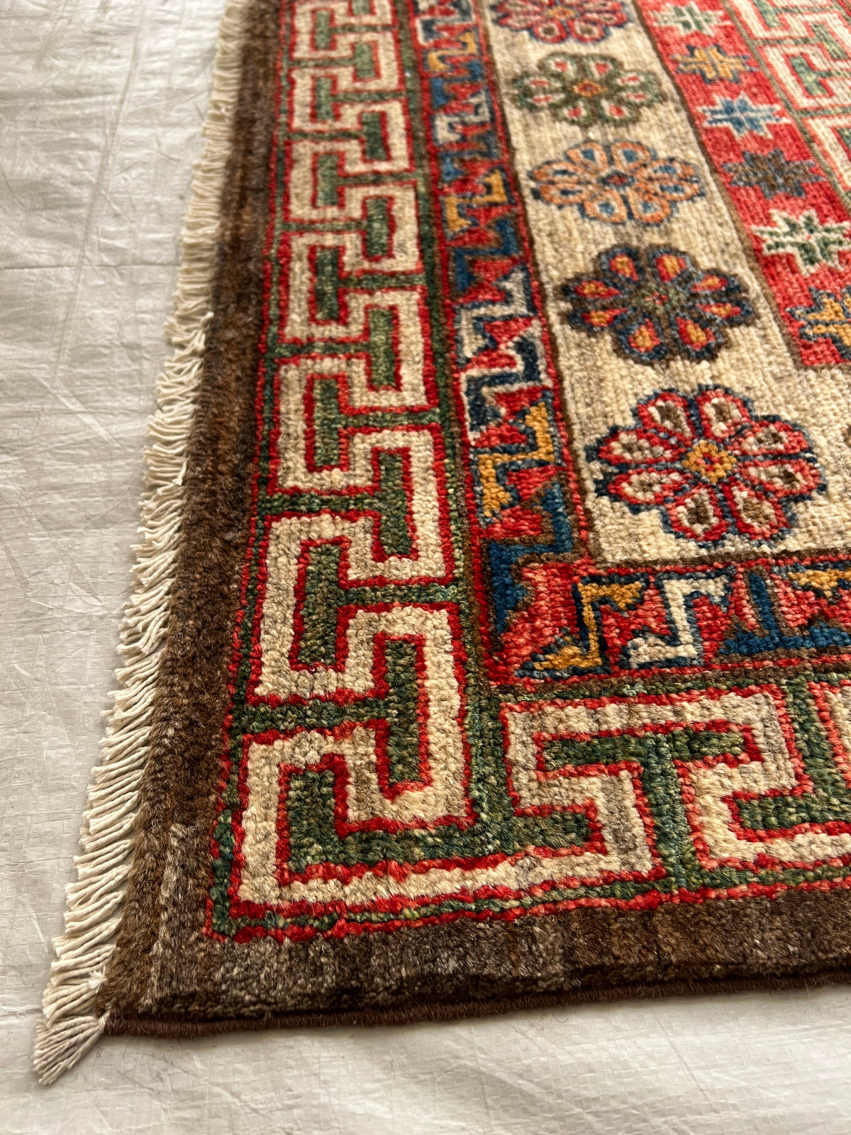 Afghan Rug 6x10, Brown, Rust & Ivory, Hand-Knotted Wool, view 9