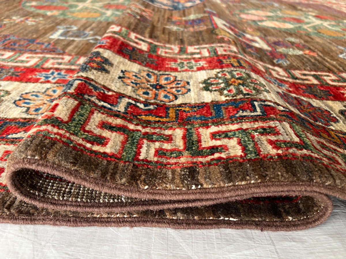 Afghan Rug 6x10, Brown, Rust & Ivory, Hand-Knotted Wool, view 10