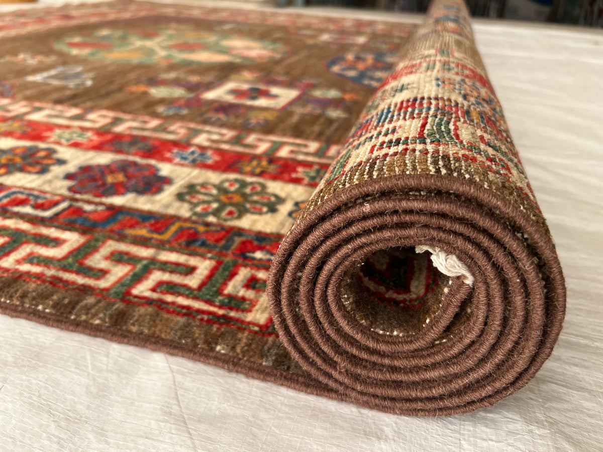 Afghan Rug 6x10, Brown, Rust & Ivory, Hand-Knotted Wool, view 11