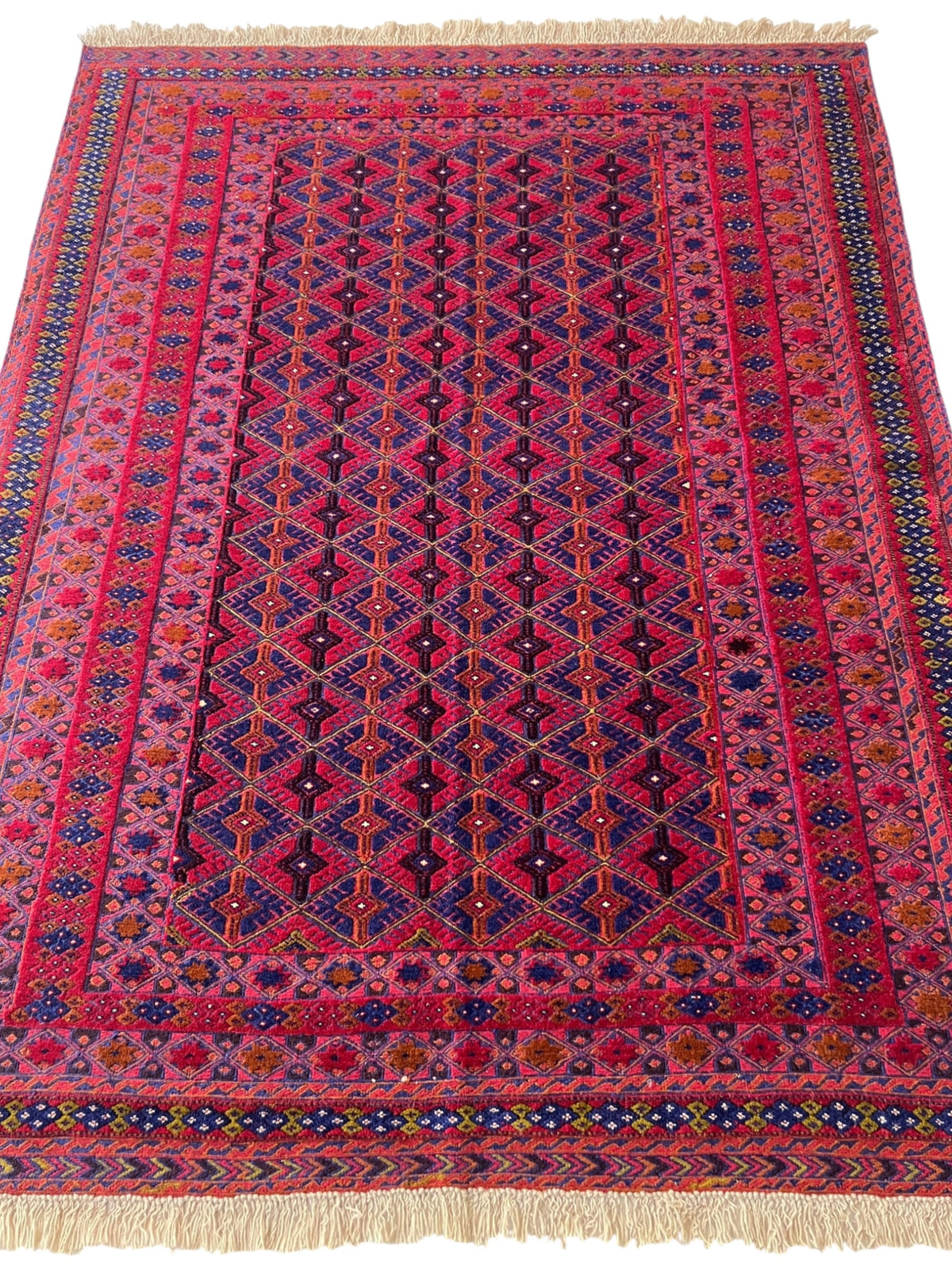 Oriental Rug 5x6 | Red, Navy & Purple | Hand-Knotted Wool