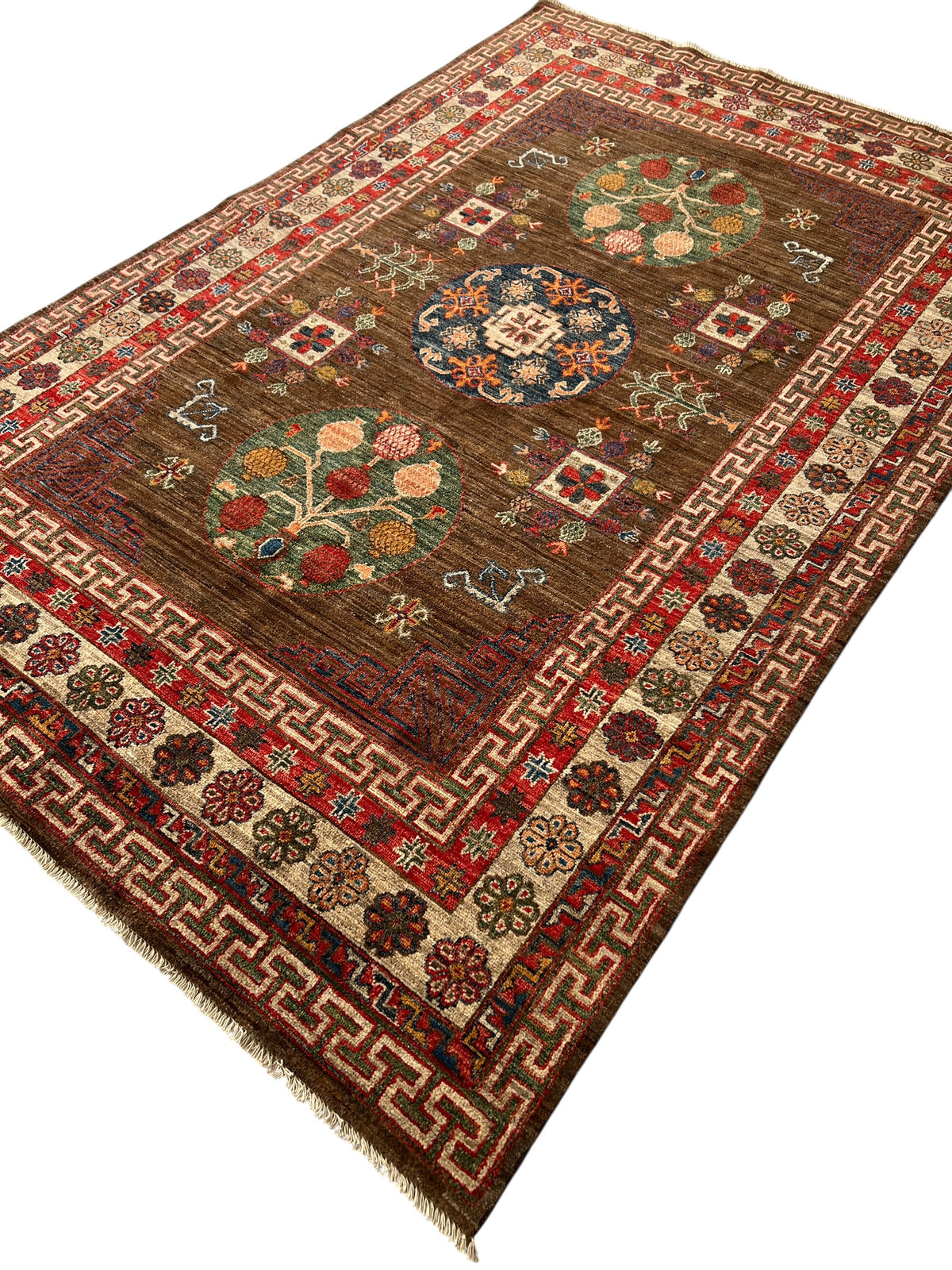 Afghan Rug 6x10, Brown, Rust & Ivory, Hand-Knotted Wool, view 4