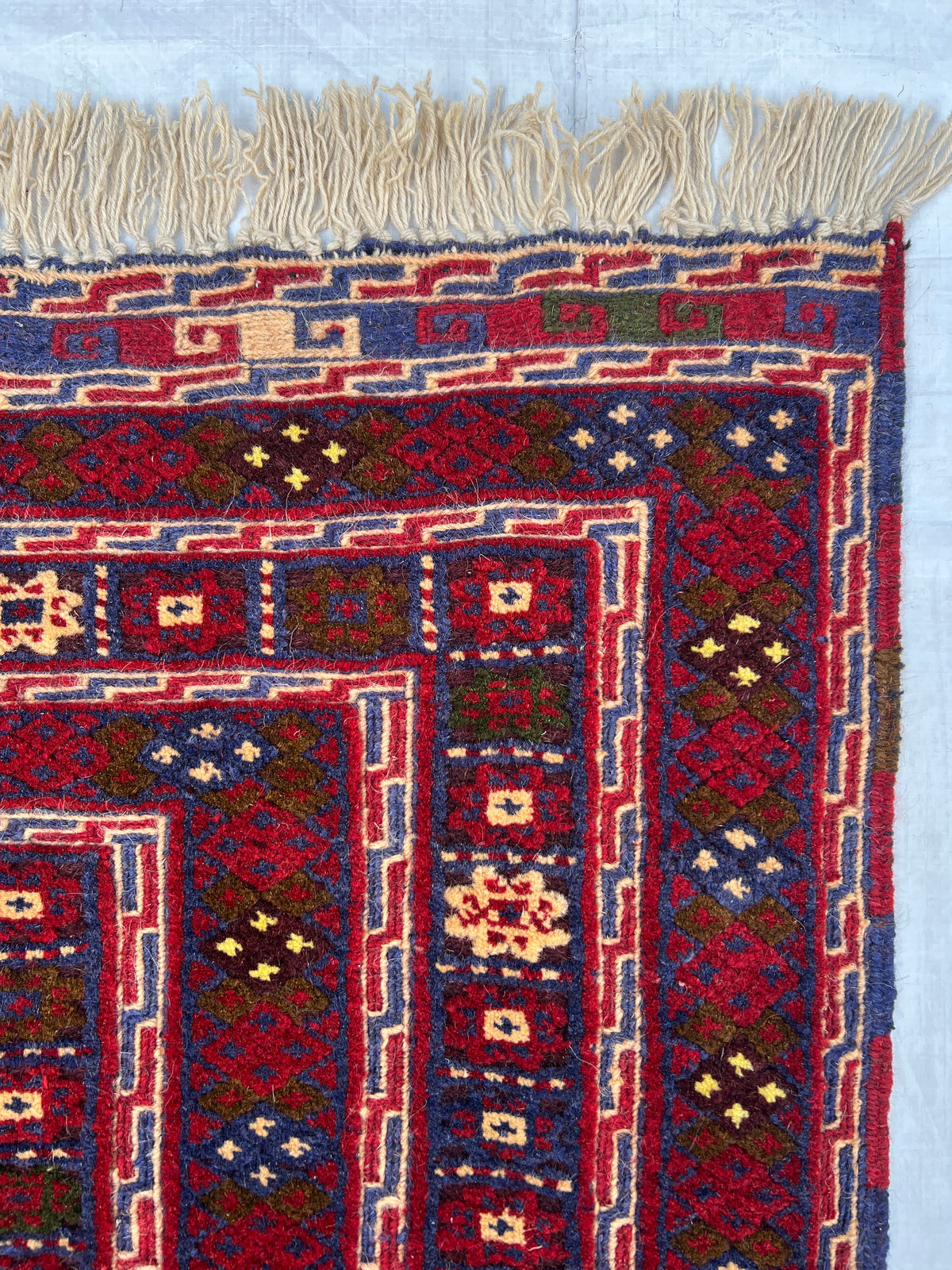 Afghan Tribal Rug 7x10, Red, Navy, Burgundy & Gold, Hand-Knotted Wool, view 6