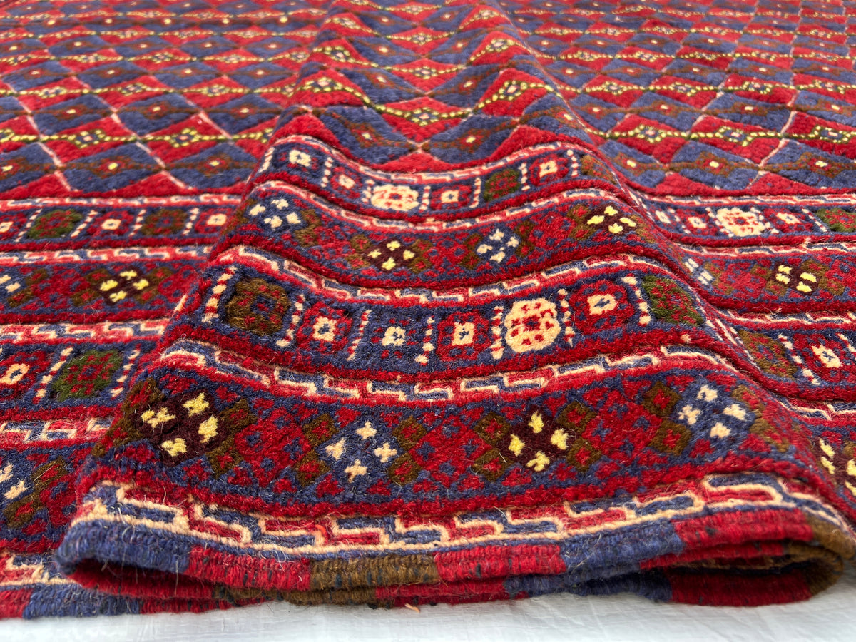 Afghan Tribal Rug 7x10, Red, Navy, Burgundy & Gold, Hand-Knotted Wool, view 10