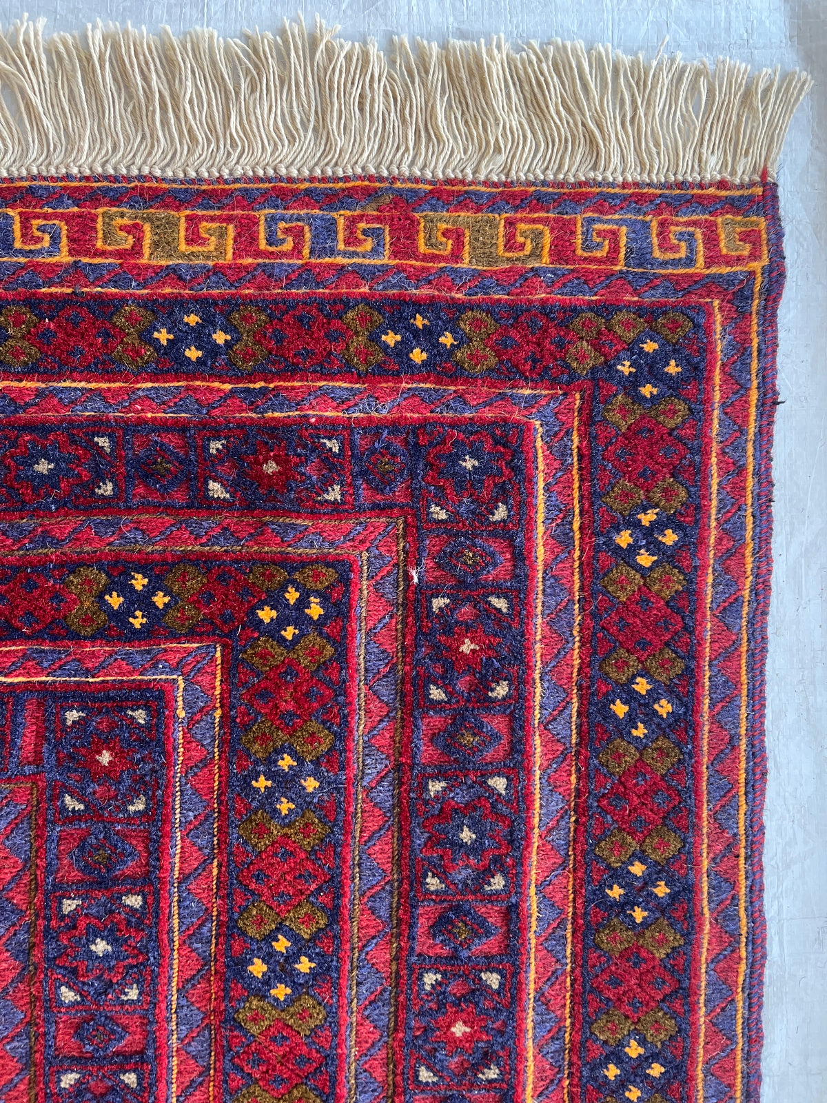 Oriental Rug 7x9 | Red, Navy & Purple | Hand-Knotted Wool