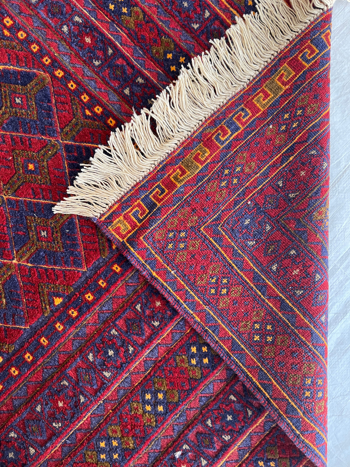 Oriental Rug 7x9 | Red, Navy & Purple | Hand-Knotted Wool