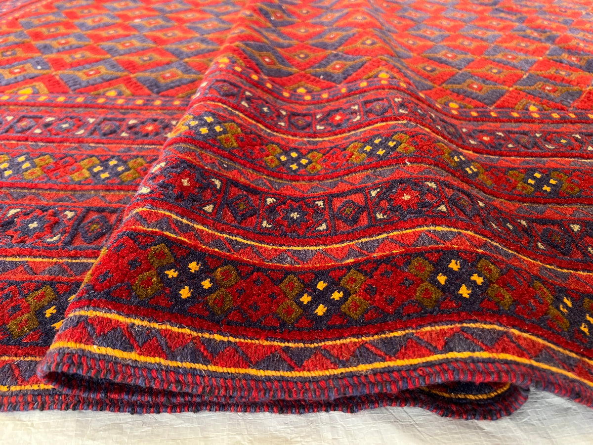 Oriental Rug 7x9 | Red, Navy & Purple | Hand-Knotted Wool