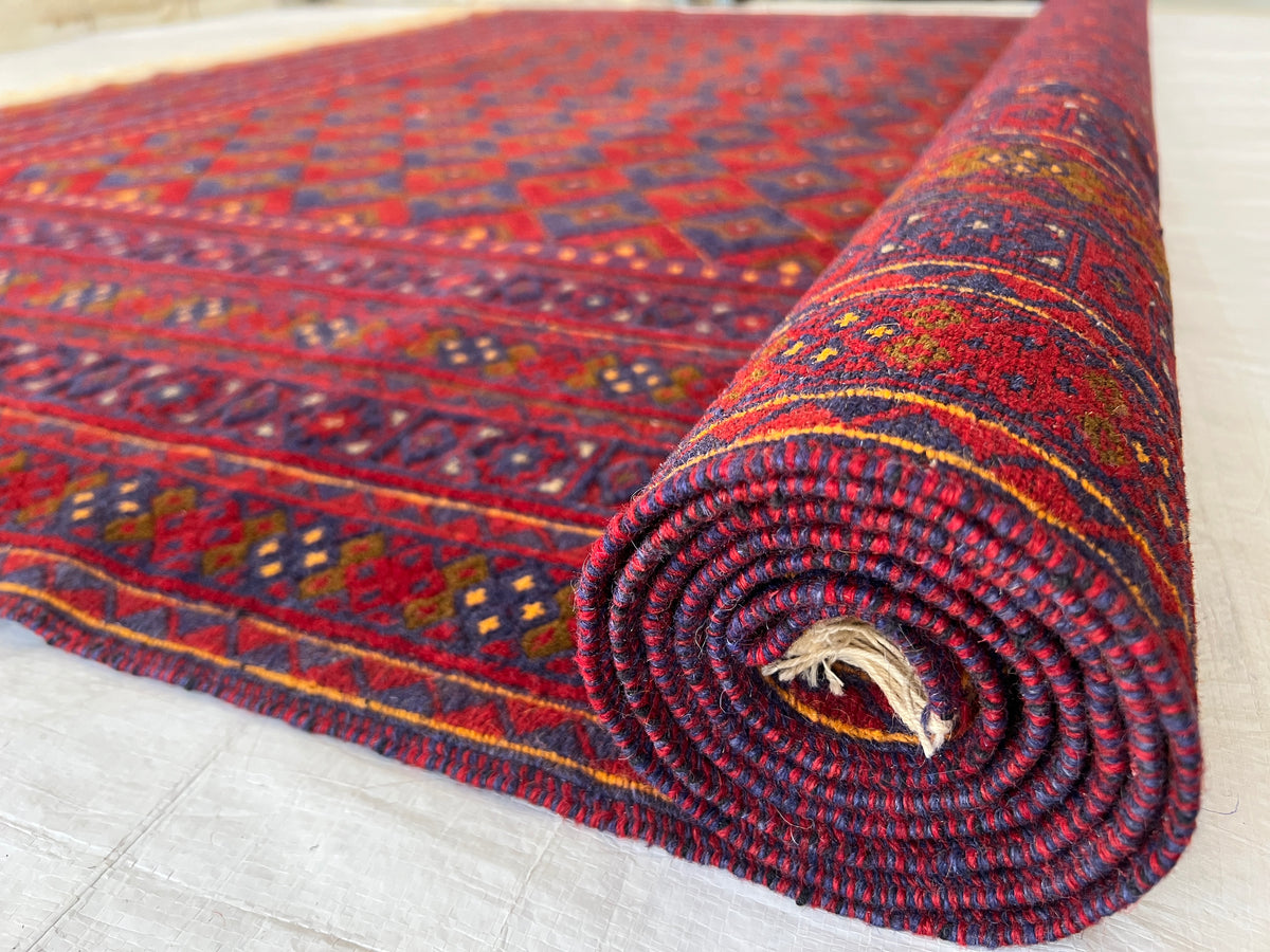 Oriental Rug 7x9 | Red, Navy & Purple | Hand-Knotted Wool