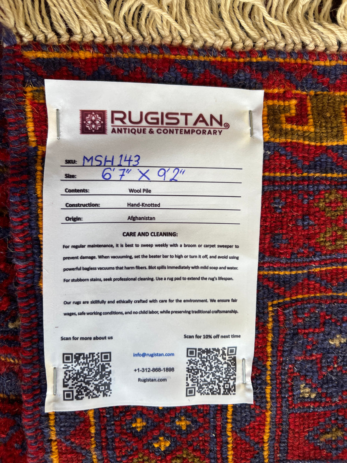Oriental Rug 7x9 | Red, Navy & Purple | Hand-Knotted Wool
