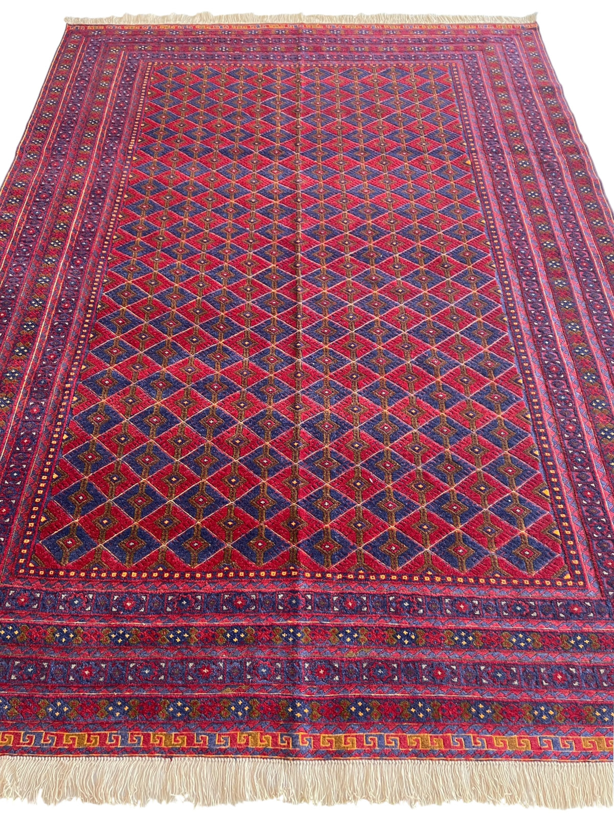 Oriental Rug 7x9 | Red, Navy & Purple | Hand-Knotted Wool