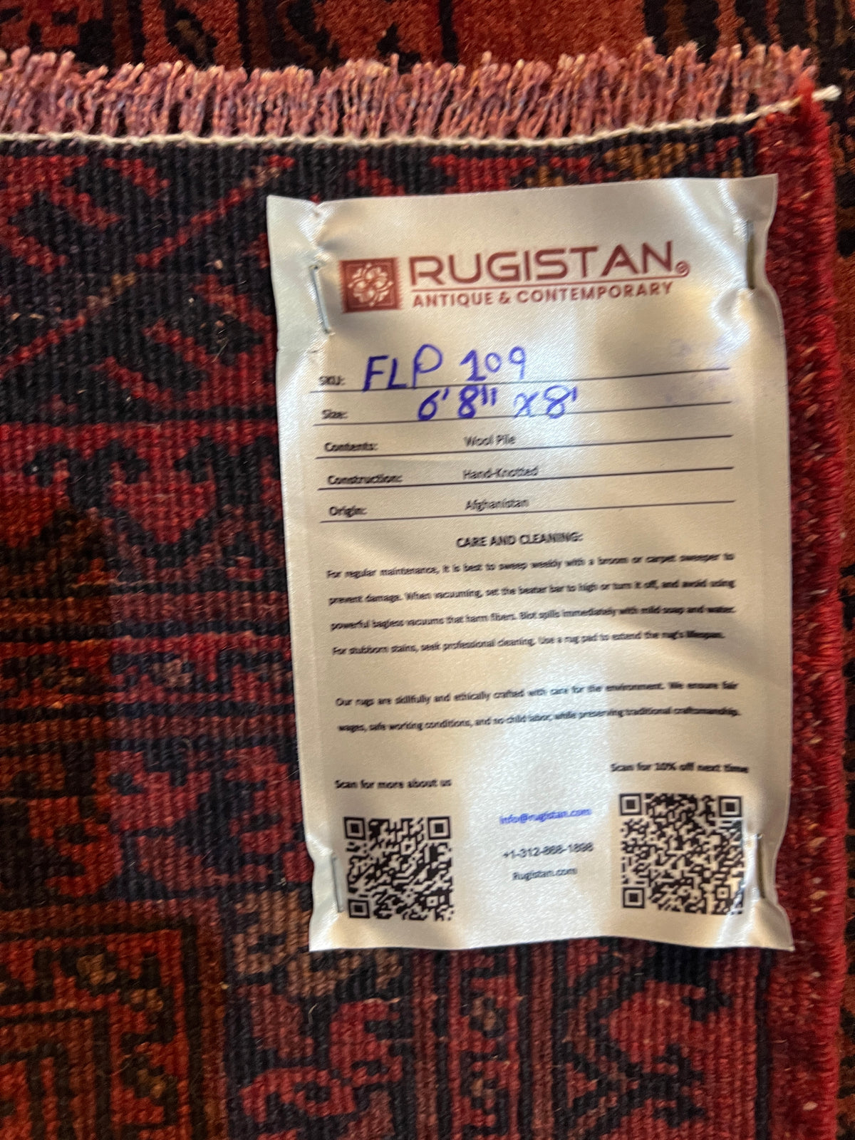 Oriental Rug 7x8 | Red, Burgundy & Black | Hand-Knotted Wool