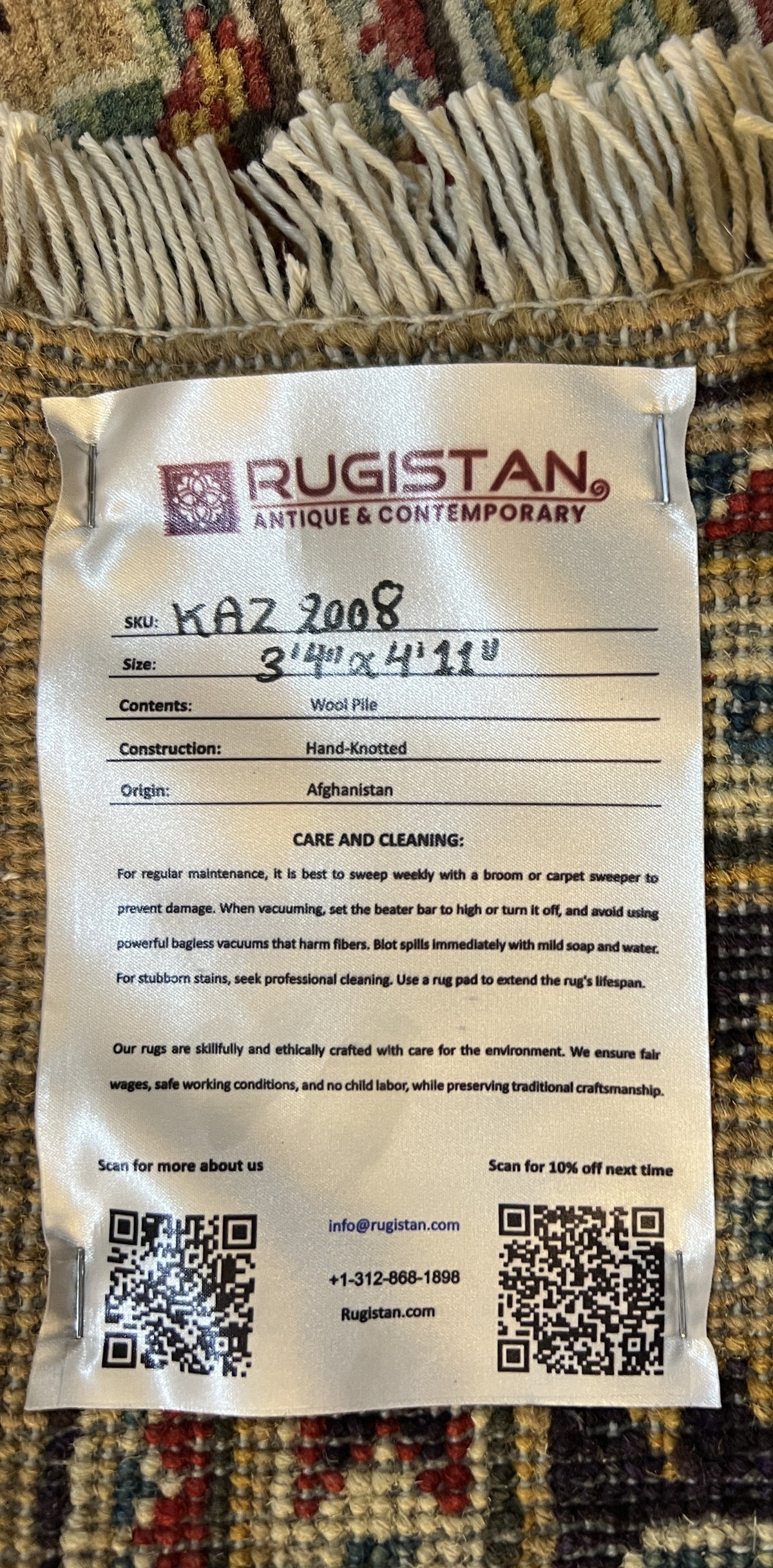 Kazak Rug 3x5 | Beige, Black & Burgundy | Hand-Knotted Wool