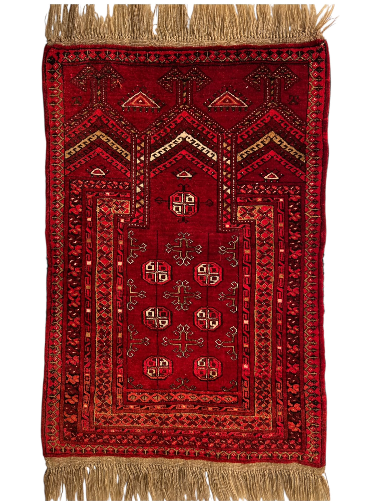 Prayer Rug 3x4 | Red, Rust & Ivory | Hand-Knotted Wool