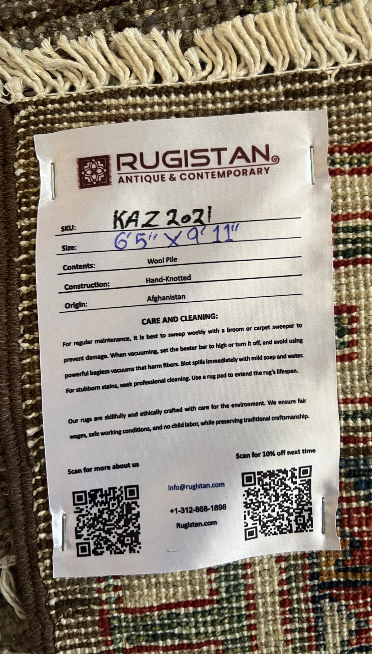 Afghan Rug 6x10, Brown, Rust & Ivory, Hand-Knotted Wool, view 12