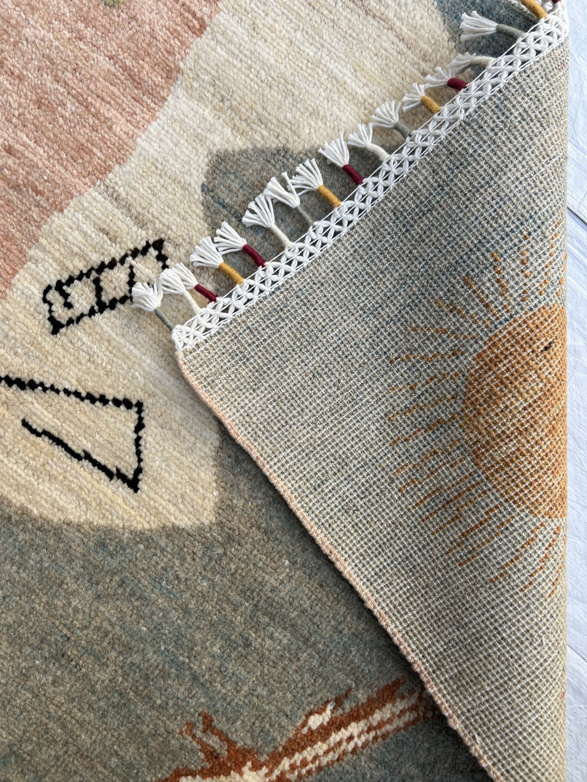 Tiger Pictorial Rug 6x9 | Pink, Gray & Brown | Hand-Knotted Wool
