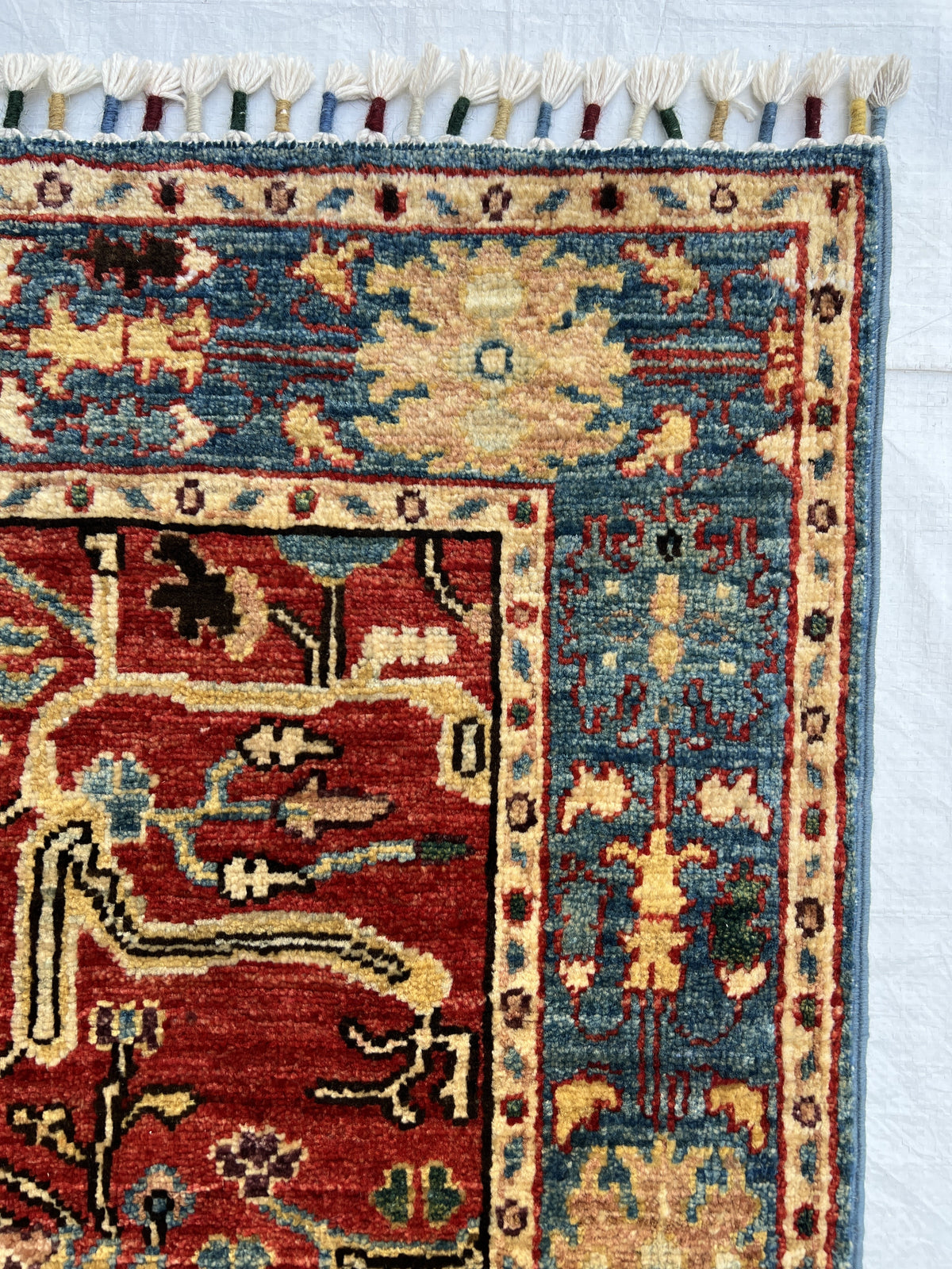 Chobi Runner 3x12 | Red, Blue & Gold | Hand-Knotted Wool