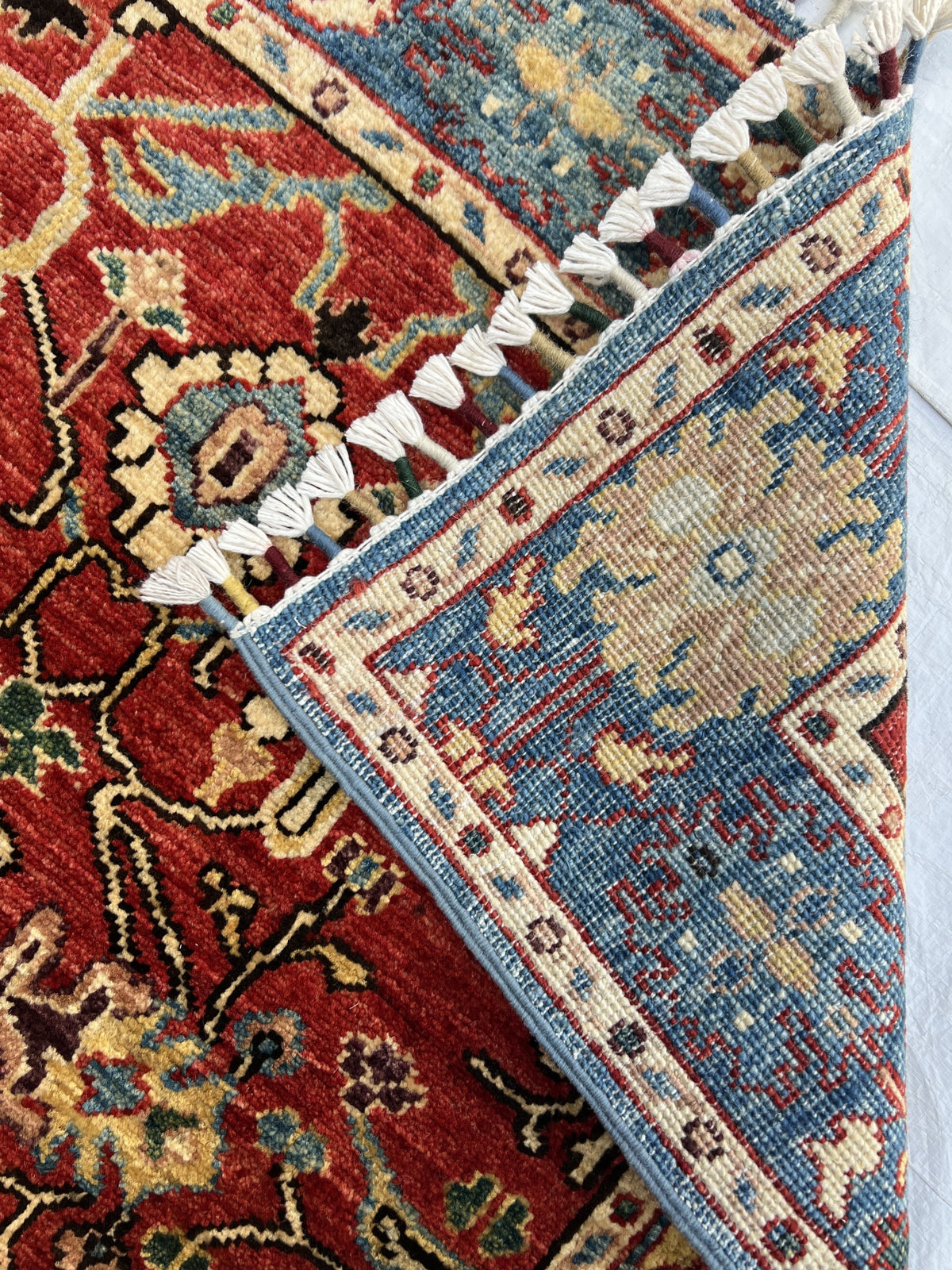 Chobi Runner 3x12 | Red, Blue & Gold | Hand-Knotted Wool