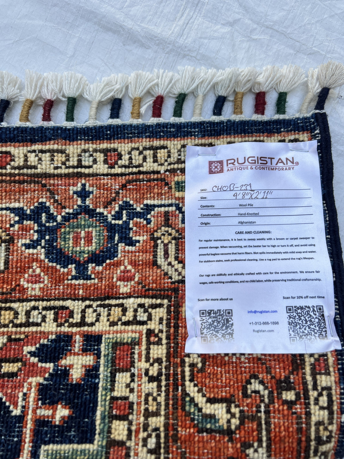 Heriz Design Runner 3x10 | Rust, Navy & Gold | Hand-Knotted Wool