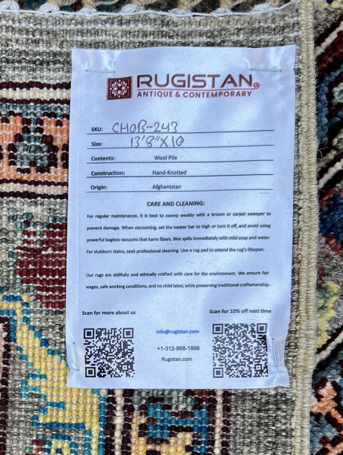 Chobi Rug 10x14 | Gray, Ivory & Gold | Hand-Knotted Wool