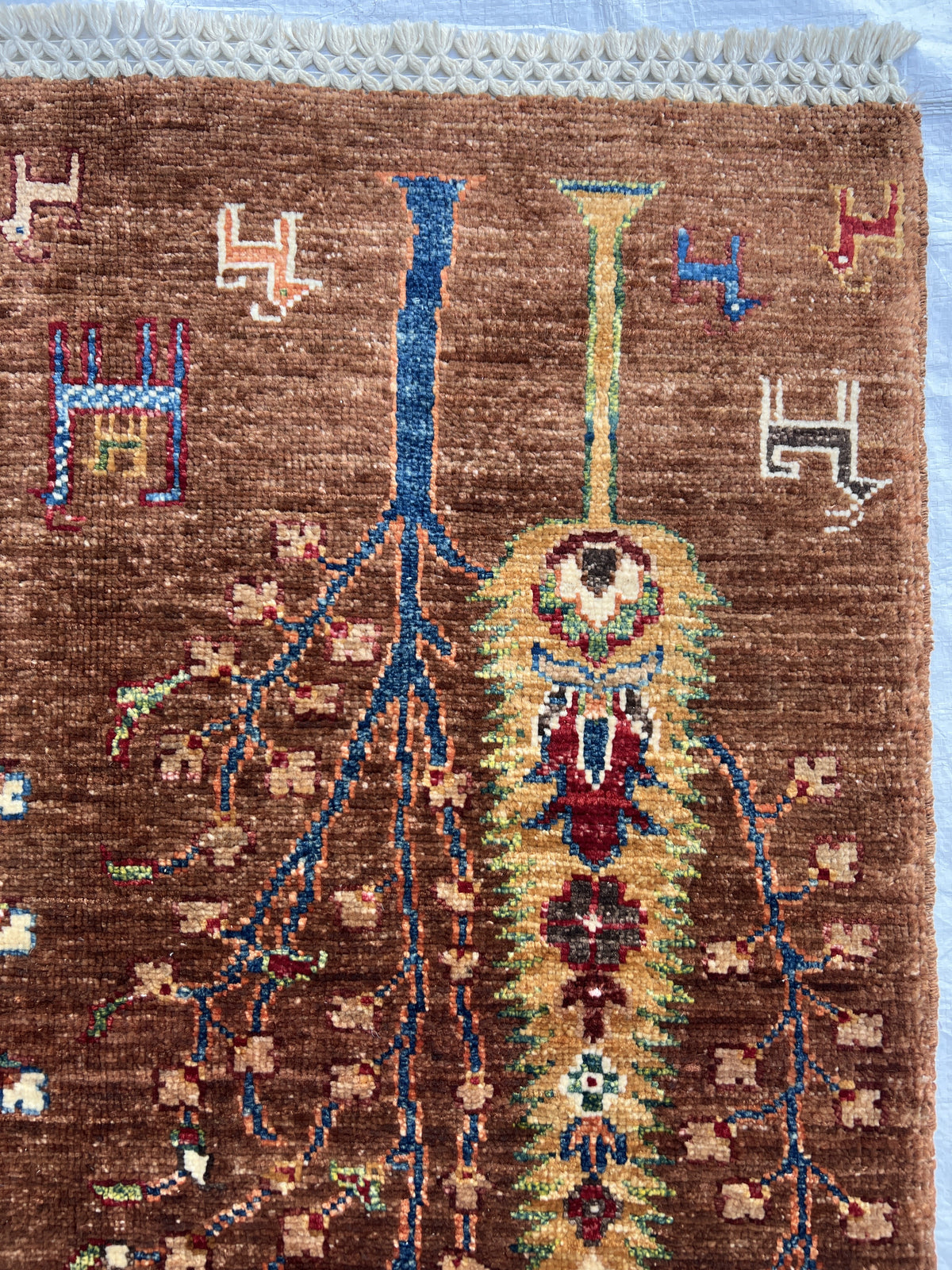 Chobi Tree of Life Rug 5x7 | Rust, Brown & Ivory | Hand-Knotted Wool