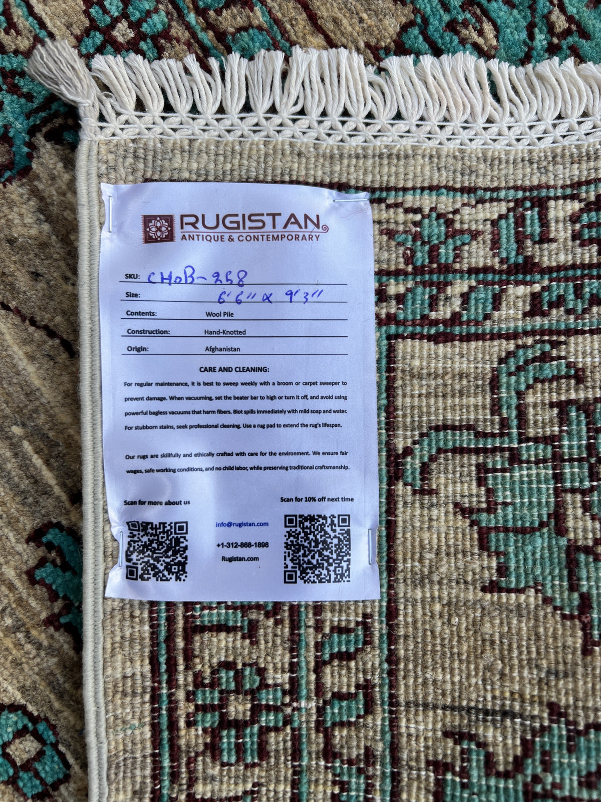 Chobi Ziegler Rug 6x9 | Beige, Teal & Gray | Hand-Knotted Wool
