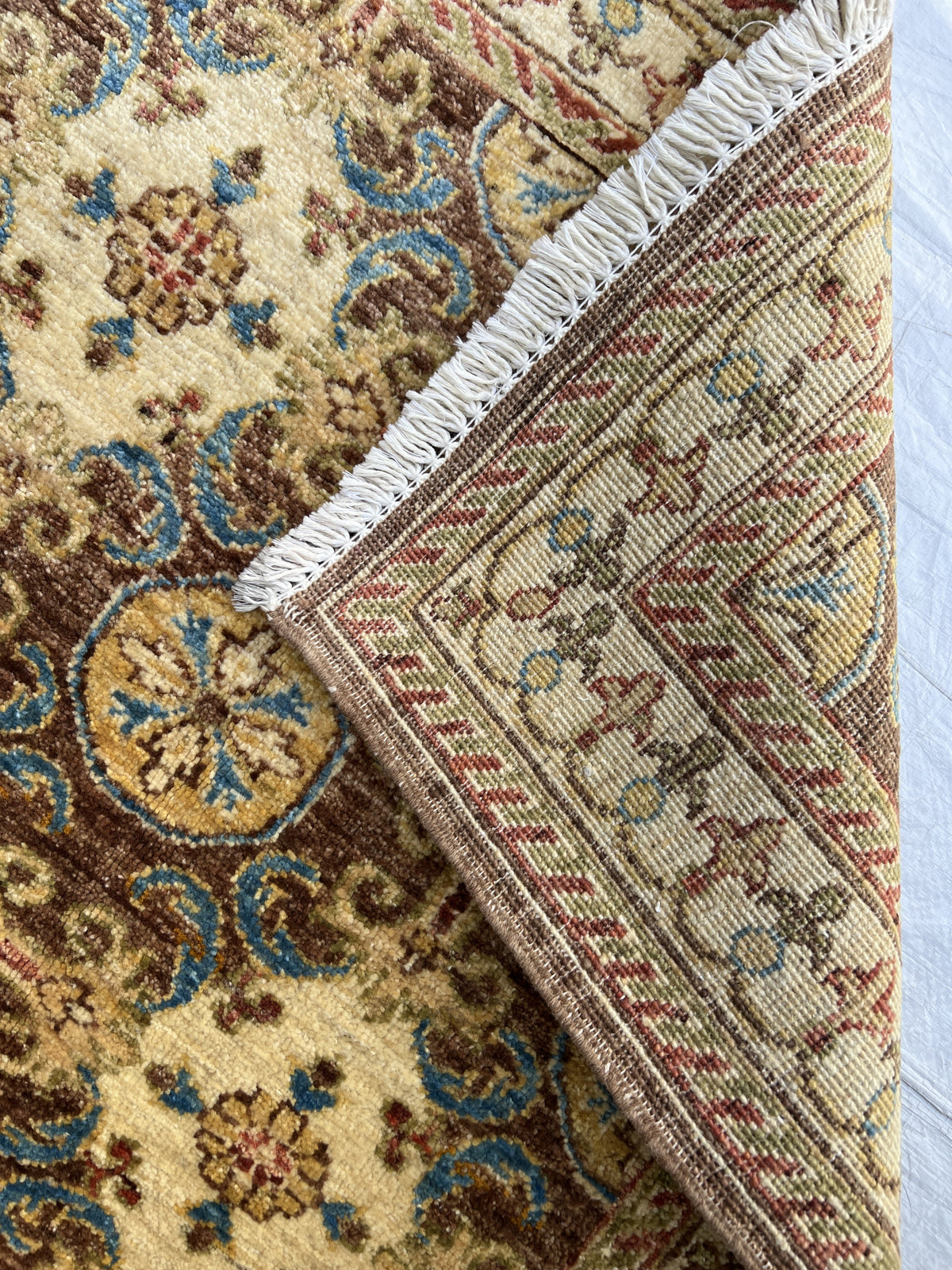 Super Kazak Runner 3x8 | Beige, Brown & Ivory | Hand-Knotted Wool
