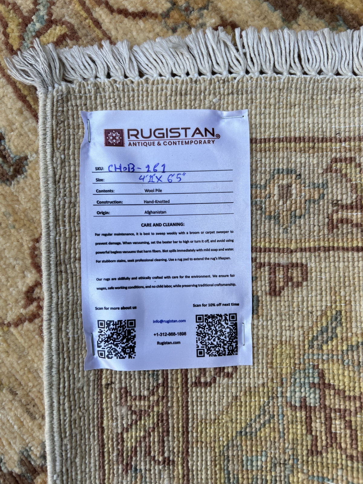 Chobi Ziegler Rug 5x6 | Beige, Gold & Brown | Hand-Knotted Wool