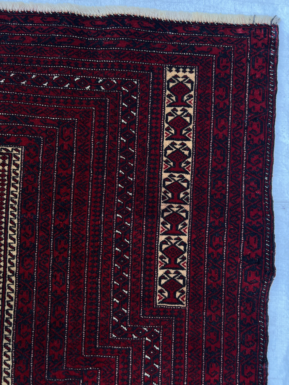 Baluch Prayer Rug 3x4 | Burgundy, Red & Ivory | Hand-Knotted Wool