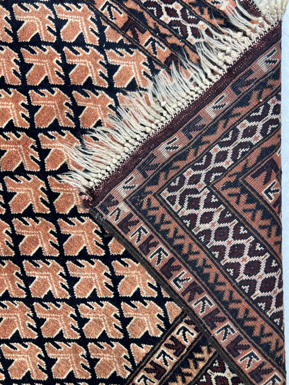 Baluch Prayer Rug 3x5 | Pink, Navy & Ivory | Hand-Knotted Wool