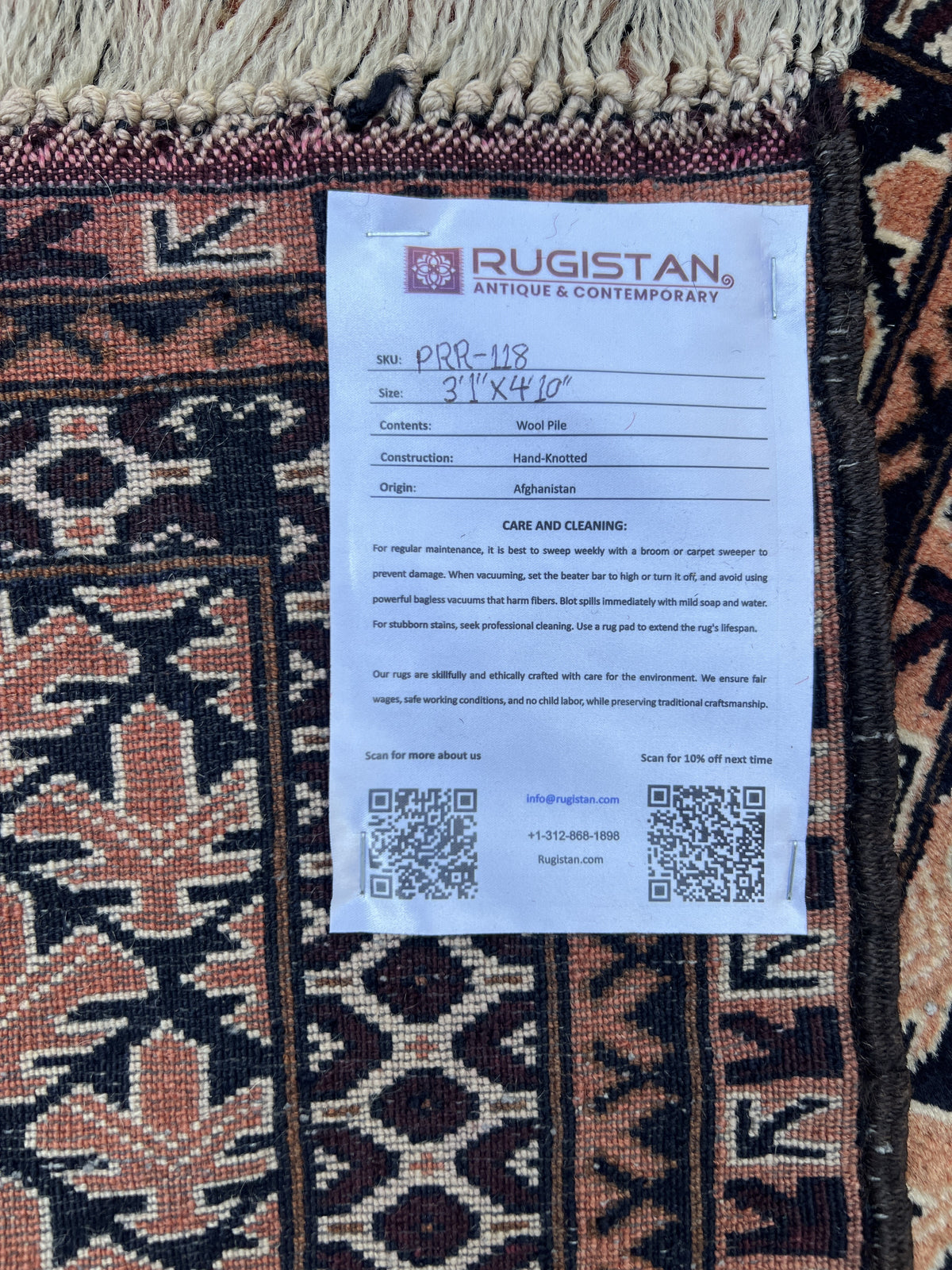 Baluch Prayer Rug 3x5 | Pink, Navy & Ivory | Hand-Knotted Wool