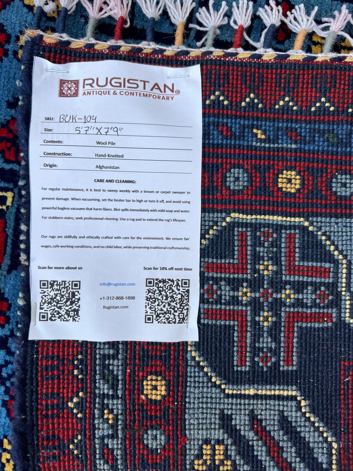 Bukhara Rug 6x8 | Blue, Navy & Red | Hand-Knotted Wool