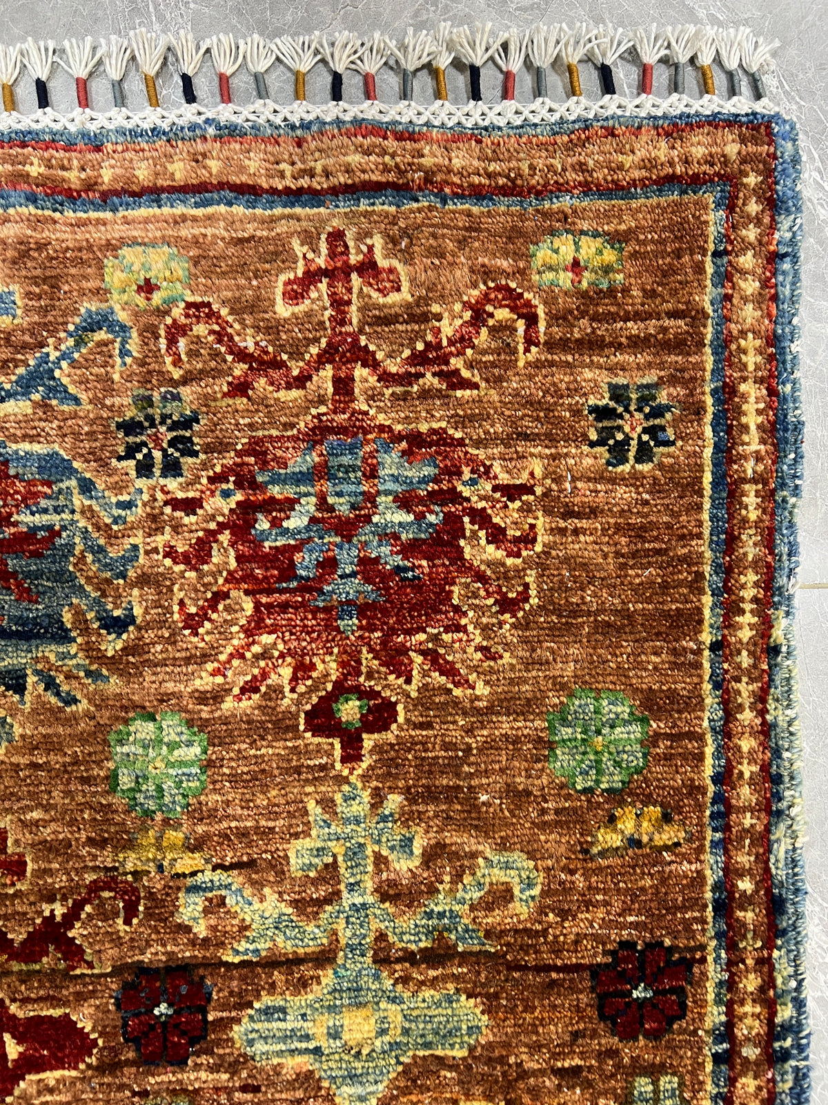 Chobi Khotan Design Rug 2x3 | Rust, Red & Blue | Hand-Knotted Wool