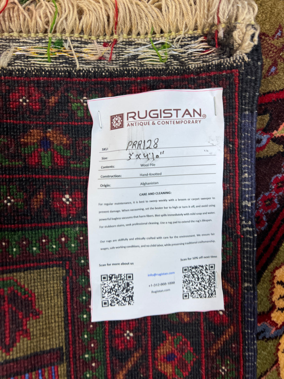 Kazak Prayer Rug 3x5 | Olive, Burgundy & Red | Hand-Knotted Wool