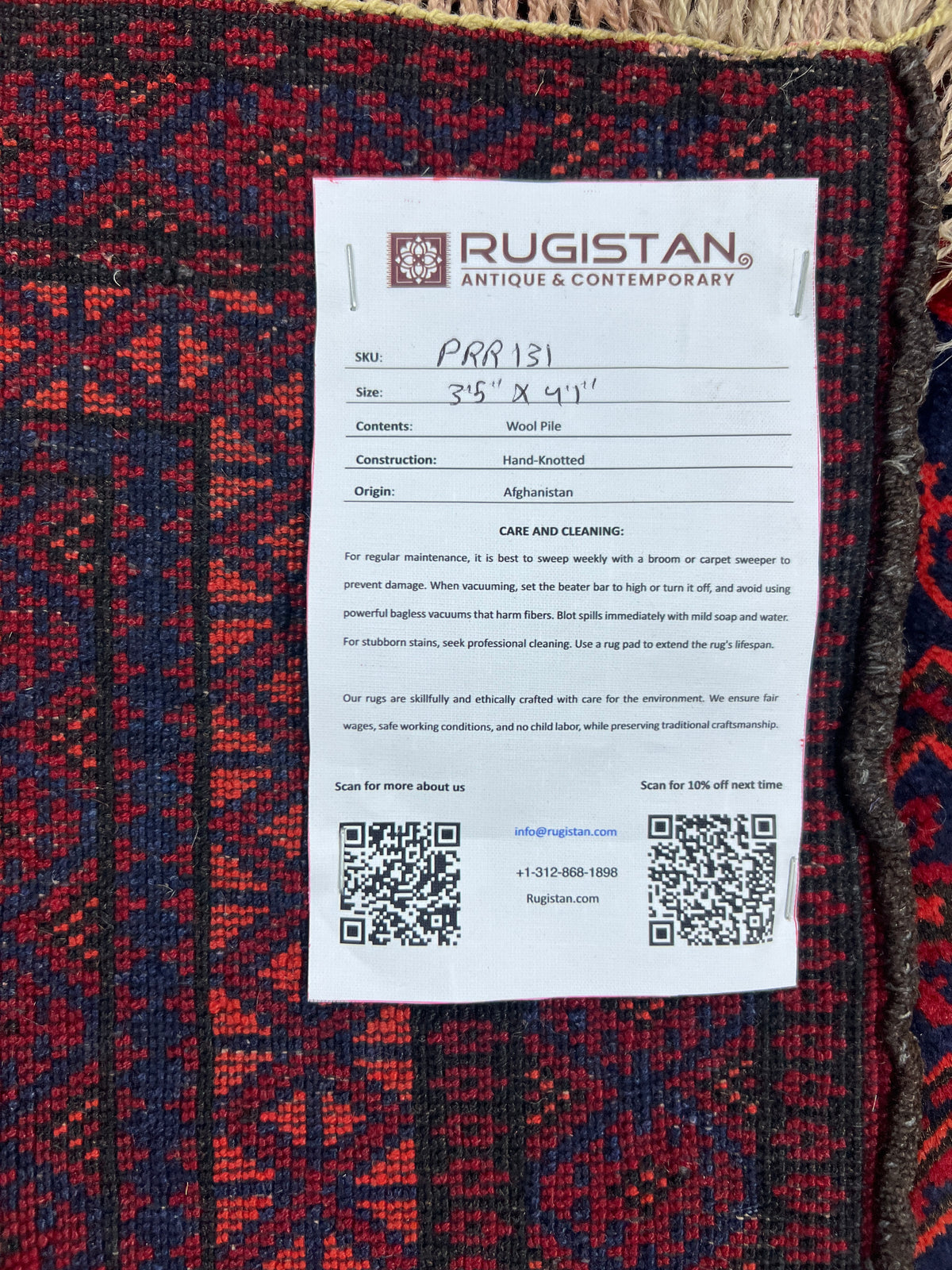 Mosque Prayer Rug 3x5 | Red, Navy & Burgundy | Hand-Knotted Wool