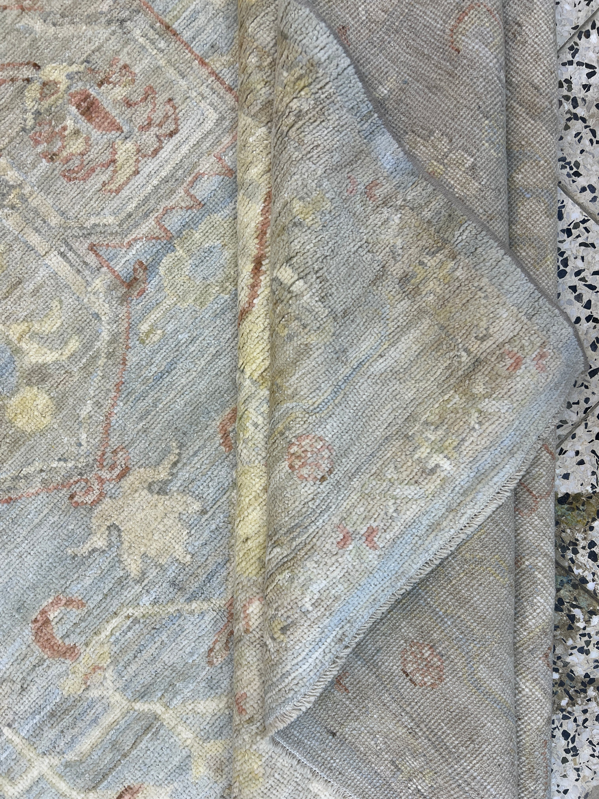 Oushak Rug 9x12 | Light Blue, Taupe & Ivory | Hand-Knotted Wool