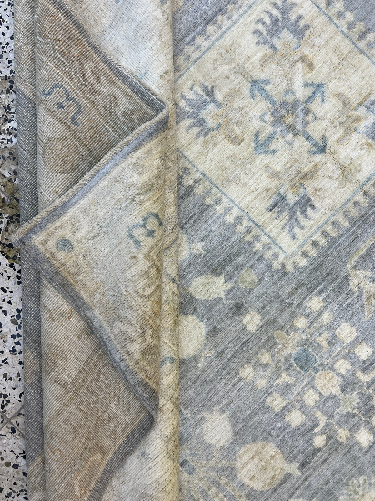 Khotan Rug 9x12 | Gray, Ivory & Sage | Hand-Knotted Wool