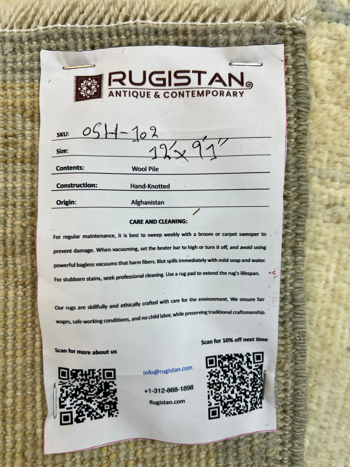 Khotan Rug 9x12 | Gray, Ivory & Sage | Hand-Knotted Wool